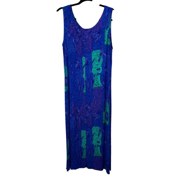 Drapers & Damons Blue Multi Crinkle Floral Sleeveless Midi Shift Dress Plus 14W - Picture 2 of 13